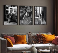 3Pcs Funky Girl Leopard Canvas Wall Art 16L»x12W»-Unframed, Black Cheetah