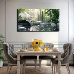Green Forest Wall Art Poster Canvas Painting Bohemian Zen Style Home Decor Mural
