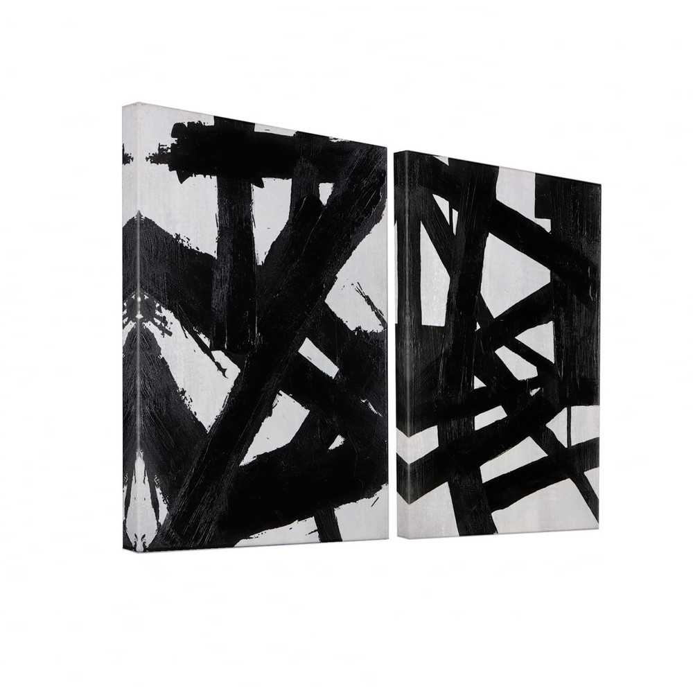 Black And White Abstract Wall Art Black Painting Stroke Graffiti Artwork For Liv