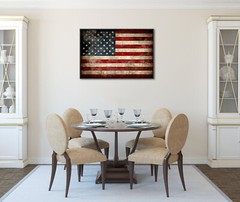 Framed Canvas Wall Art Print Picture Home Office Decor Vintage American Flag