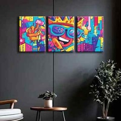 3pcs Featuring Lively Cartoon Design Wall Art Canvas Unframed/Framed