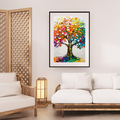 Colorful Tree Wall Art Print | Modern Abstract Nature Canvas or Fine Art Paper