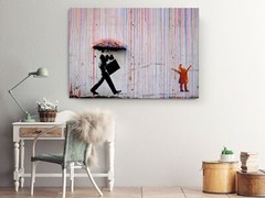 Banksy Colored Rain Canvas Print – Ready to Hang Wall Art for Home Decor