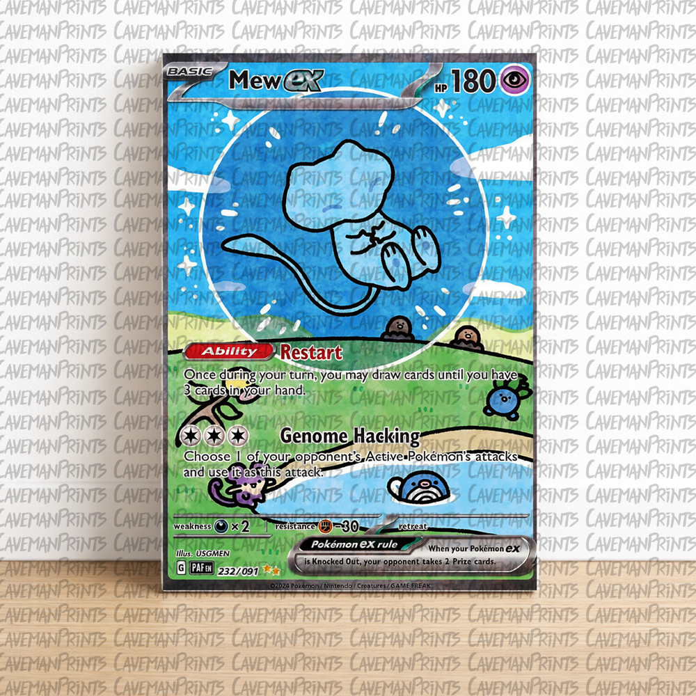 Pokemon Mew Artwork Bubble Mew Pokemon Card Art Canvas Panel Board 5×7