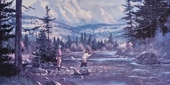 The Fly Caster Fishing Picture by Brett Smith, Beautiful Art, Fish Lure & Stamp