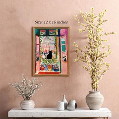 Fantasy Artists Henri Matisse Cat Wall Art, Framed Open Window Black Cat Canv…