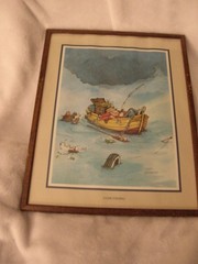 Vintage 1982 «Gone Fishing» framed print Gary Patterson art 11 1/4″ x 14 1/4″