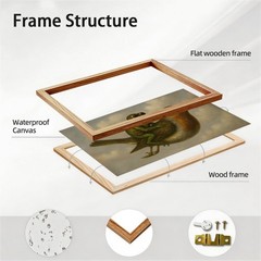 Funny Frog Riding Bird 08×10 inch Framed Modern Nature Wall Art Cute Whimsica…