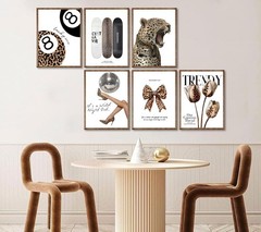 6Pcs Trendy Leopard Canvas Wall Art Fashion Black White Gold Cheetah Posters …