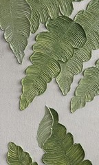 Modern minimalist 3D textured wall art Oil PaintingsCanvas on Green plant 30×60