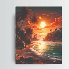 16×20 Tropical Sunset Beach Coastal Canvas Print Wall Art