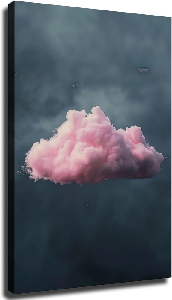 Pink Clouds Canvas Wall Art – Abstract Maximalist Cloud Poster Decor