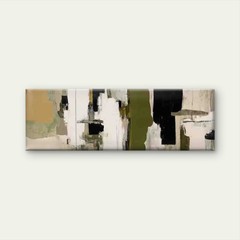 Panoramic Abstract Beige Black Green Geometric Canvas Print Wall Art Home Decor