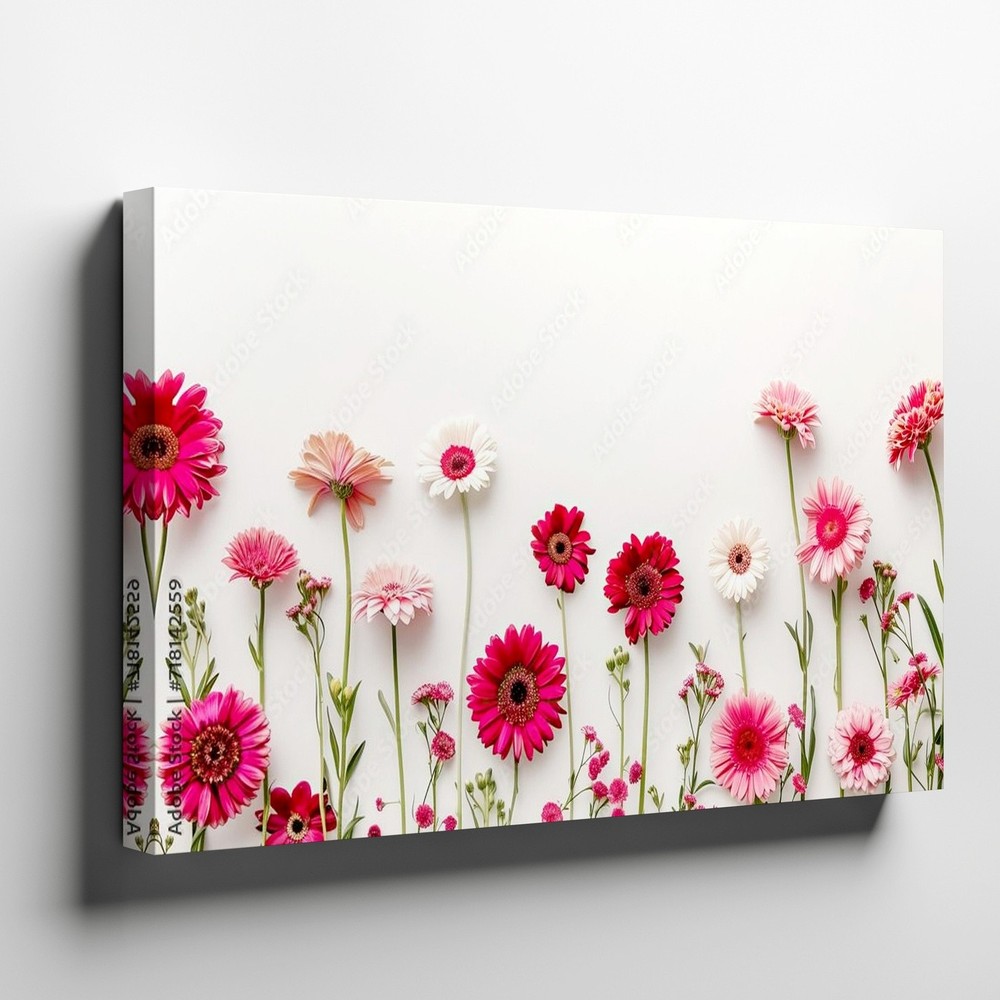 Pink and White Gerbera Daisy Canvas Wall Art Floral Print Decorative Home Decor