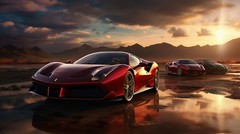 Red Ferrari sports cars A4/A3 Choose size Semi-Gloss poster only