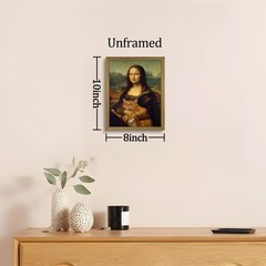 Funny Mona Lisa Cat Wall Art, Vintage Renaissance Mona Lisa Holding Orange Ta…