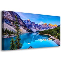 Lake Mountain Landscape Canvas Wall Art – Modern Giclee Print, Framed & Ready to