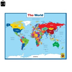 World Map Laminated Poster -Double Side Educational Poster for Kids/Adults -18 X