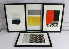 Set Of 4 Modern Framed Art Prints Geometric & Abstract Designs – 20.5″ x 14.5″