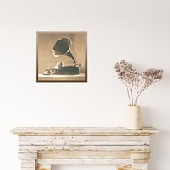 Cats With A Gramophone Fantasy Antique Image 8×8 Canvas Tile Art Print