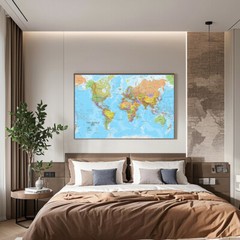 24″x36″ World Map Atlas Print Poster Wall Chart Classic Mural Decor Education