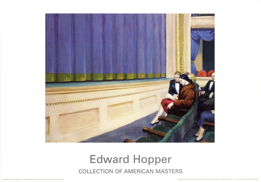 EDWARD HOPPER First Row Orchestra 27.5″ x 39.25″ Poster 1997 Realism Blue, Green