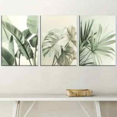 3pcs Minimalist Landscape Natural Plant Leaves Wall Art Canvas Unframed/Framed