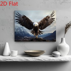 Bald Eagle Mountain Scenery Canvas Wall Art,Patriotic Wildlife Living Room Decor