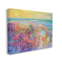 Modern Seaside Flower Meadow Canvas Art – Coastal Decor, Wall Hanging, Home Desi
