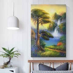 Art Poster Tree Waterfall Home Unframed Interior Canvas Decor 12×18 Inch 1-Piece