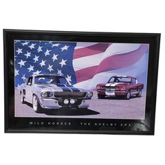 Electric Art Wild Horses Shelby Era Illuminated Mustang Framed Picture 19×12*