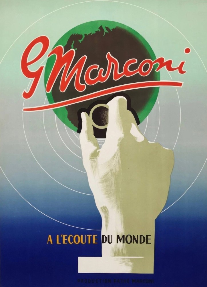 12826.Wall Decor Poster.Interior art.Vintage Radio Broadcasting G Marconi