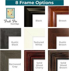 Push Pin Travel Maps – Classic US – Solid Wood Brown Framed Pin Map for Tracking