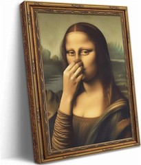 Amusing Vintage Mona Lisa Canvas Wall Art – Perfect for Bathroom Decor 9x11in