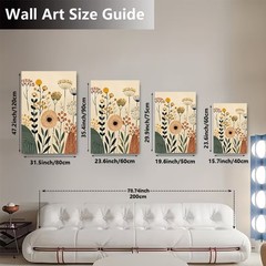 Boho Wildflower Canvas Art Modern Floral Print Custom Picture Wall Decor Gift