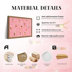 Minimalist Pink Pool Wall Art, Abstract Swimming People Canvas Wall Decor Pai…