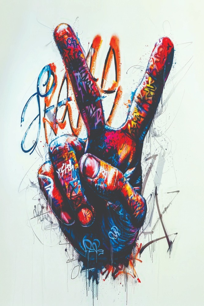 PEACE SIGN BANKSY GRAFFITI POP ART PRINT/POSTER CANVAS/SATIN PHOTO PAPER T45