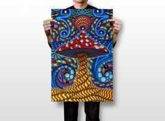 Psychedelic Trippy Mushroom Pattern Print Wall Art Home Decor – POSTER 20×30