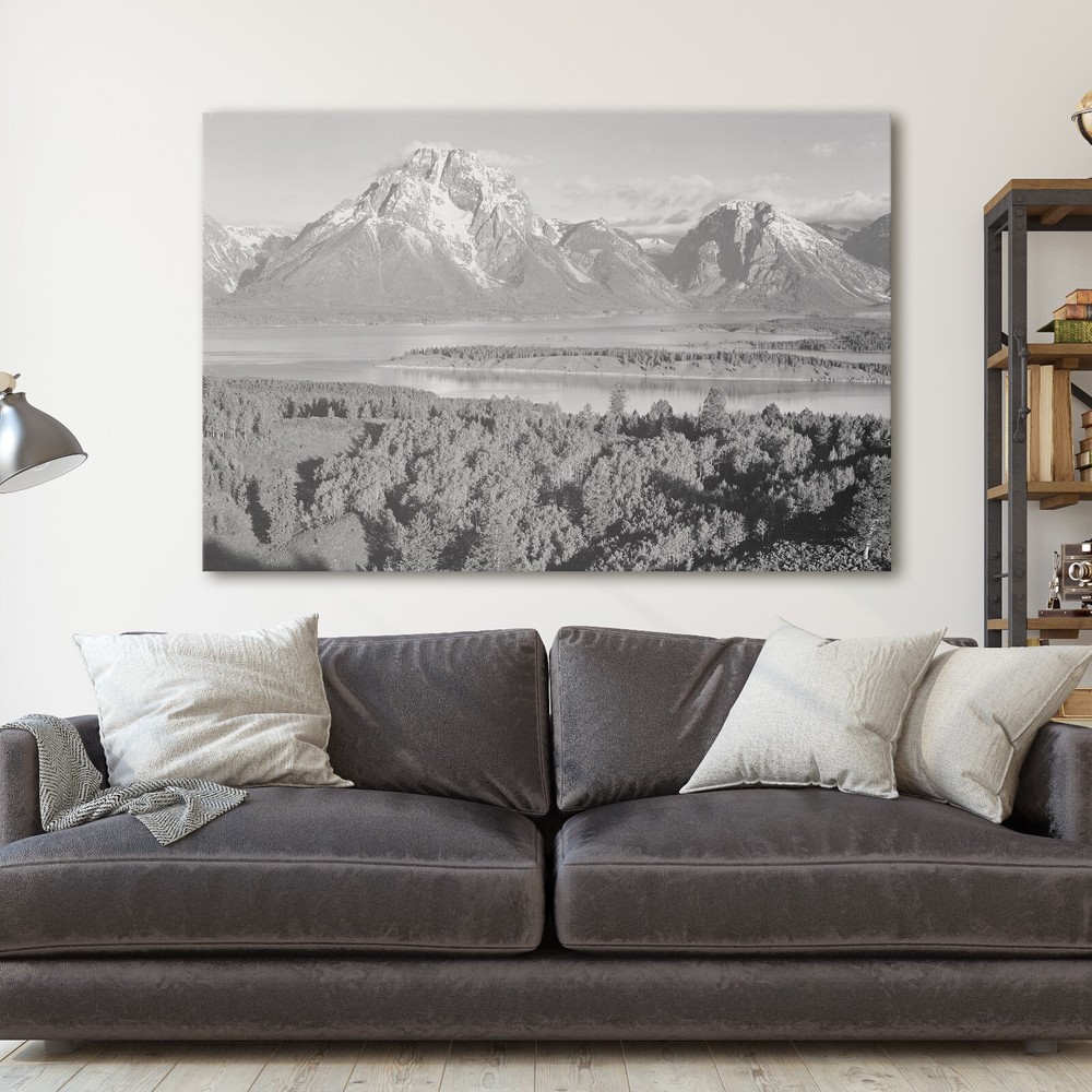 Ansel Adams Mount Moran Grand Teton Landscape Canvas Print Wall Art