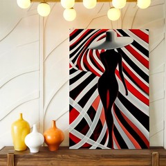 Wall Art Abstract Woman Silhouette Red Black White Striped Modern Poster Print