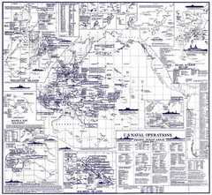 Infographic Map of the Pacific Theater Naval Battles During World War II Poster