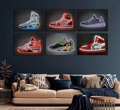 6Pcs Neon Effect Sneakers Wall Art Teen Art Posters Prints Fashion Trendy Neo…