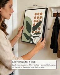 Boho Plant Wall Art Green Botanical Bohemain Framed Wall Printing 11x14in Abs…