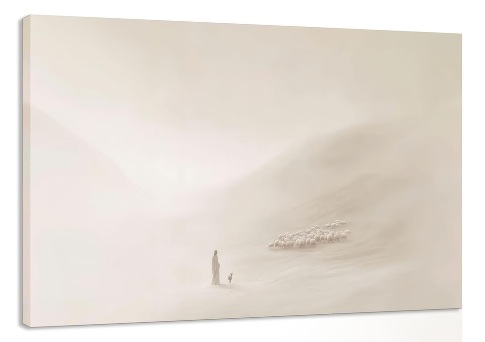 Jesus Leaves the 99 Sheep Wall Art Jesus And Lamb Canvas Faithful Shepherd Po…