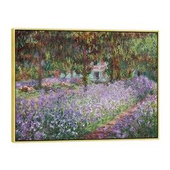 Large Framed Canvas Print Wall Art Irises in Monet’s Garden,1900 by Claude Monet