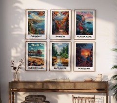 Portland Maine Vintage Style Travel Poster – Home Decor, Wall Art