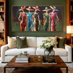 Women Wall Art Colorful Wall Decor Green Pink Poster Modern Artwork Paintings Fi