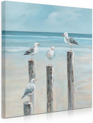 Coastal Seagull Poster Decor- Seabird Canvas Beach Wall Art, Lake and Sea Ocean