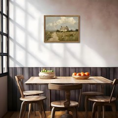 Vintage Framed Cottage Wall Art – Rustic 12×16 Farmhouse Canvas Decor