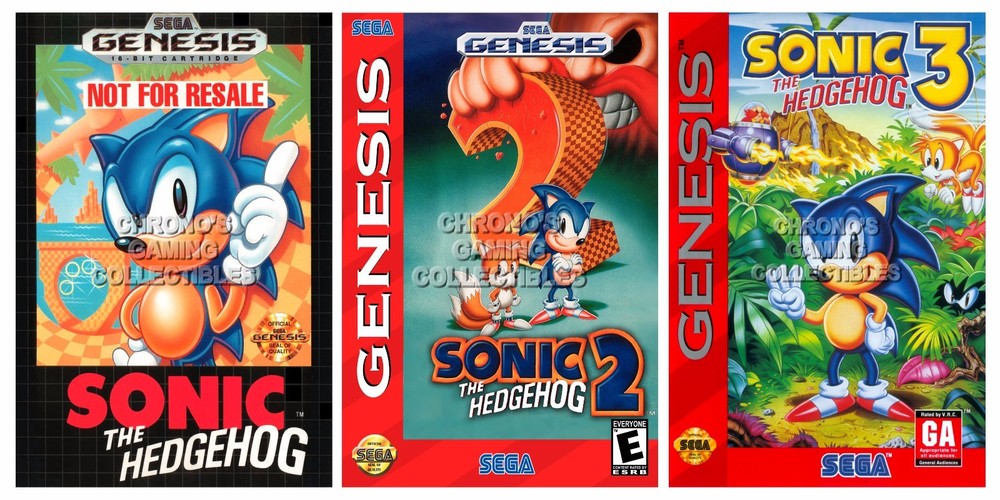 Sonic the Hedgehog 1 2 3 BOX ART Sega Genesis POSTERS MADE IN USA – SONSET1